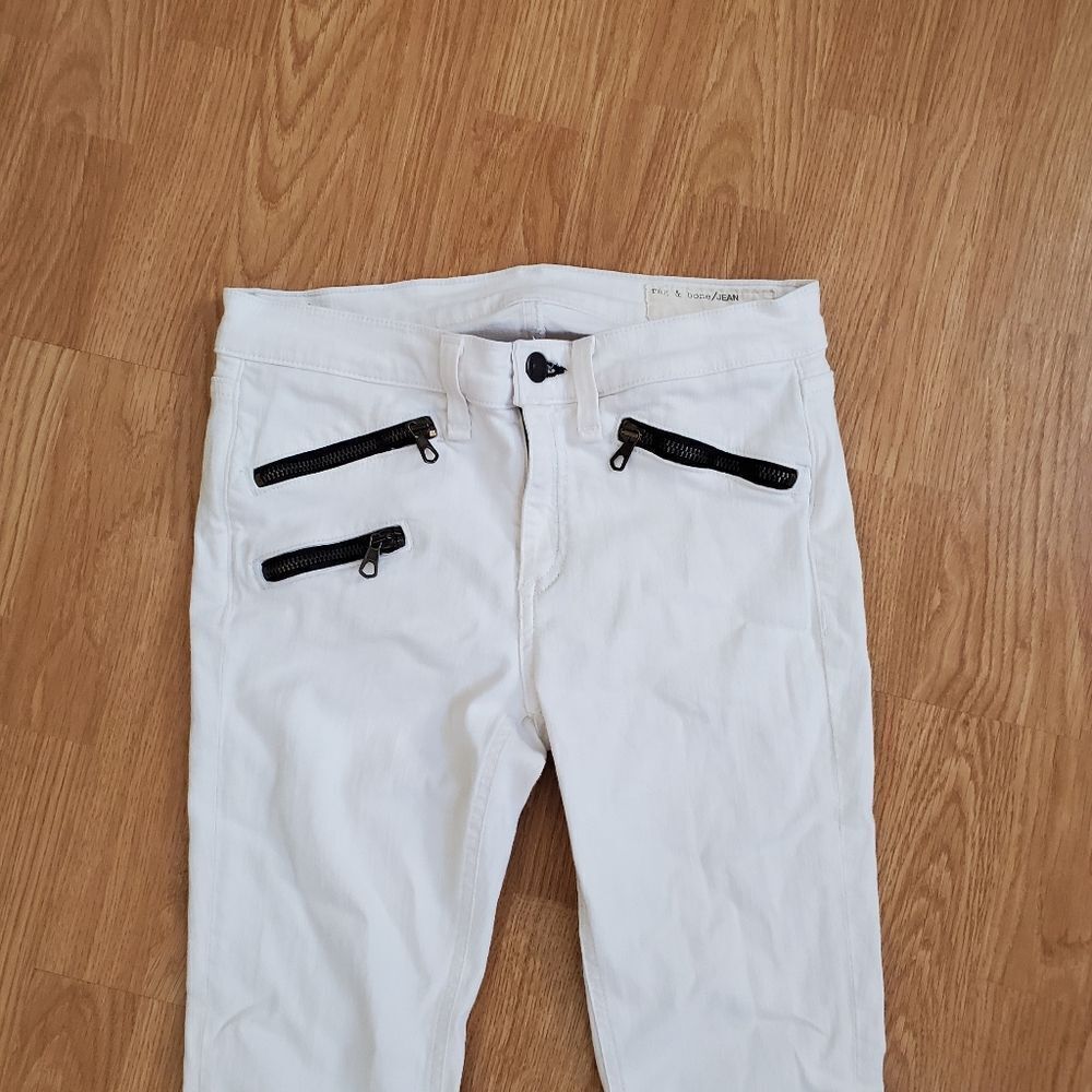 Rag & Bone Triple Zip White Skinny Jeans Size 27 - Picture 4 of 14